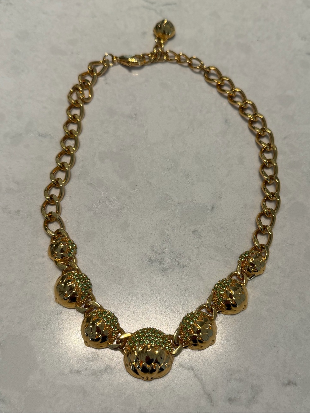 Oscar de la Renta Gold-Tone Necklace with Green PavƩ Accents